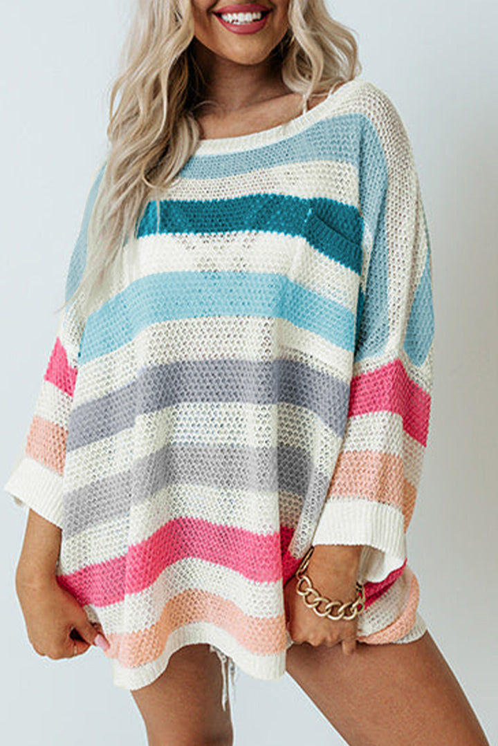 PREORDER | Multicolor Oversized Knit Pullover Striped Sweater
