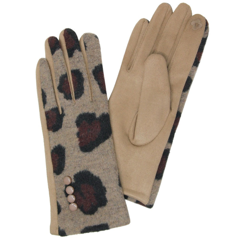 Leopard Button Gloves