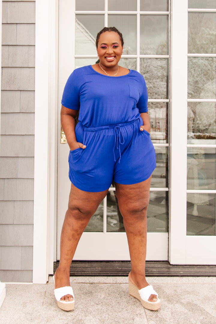 From Romp To Rest Romper in Blue