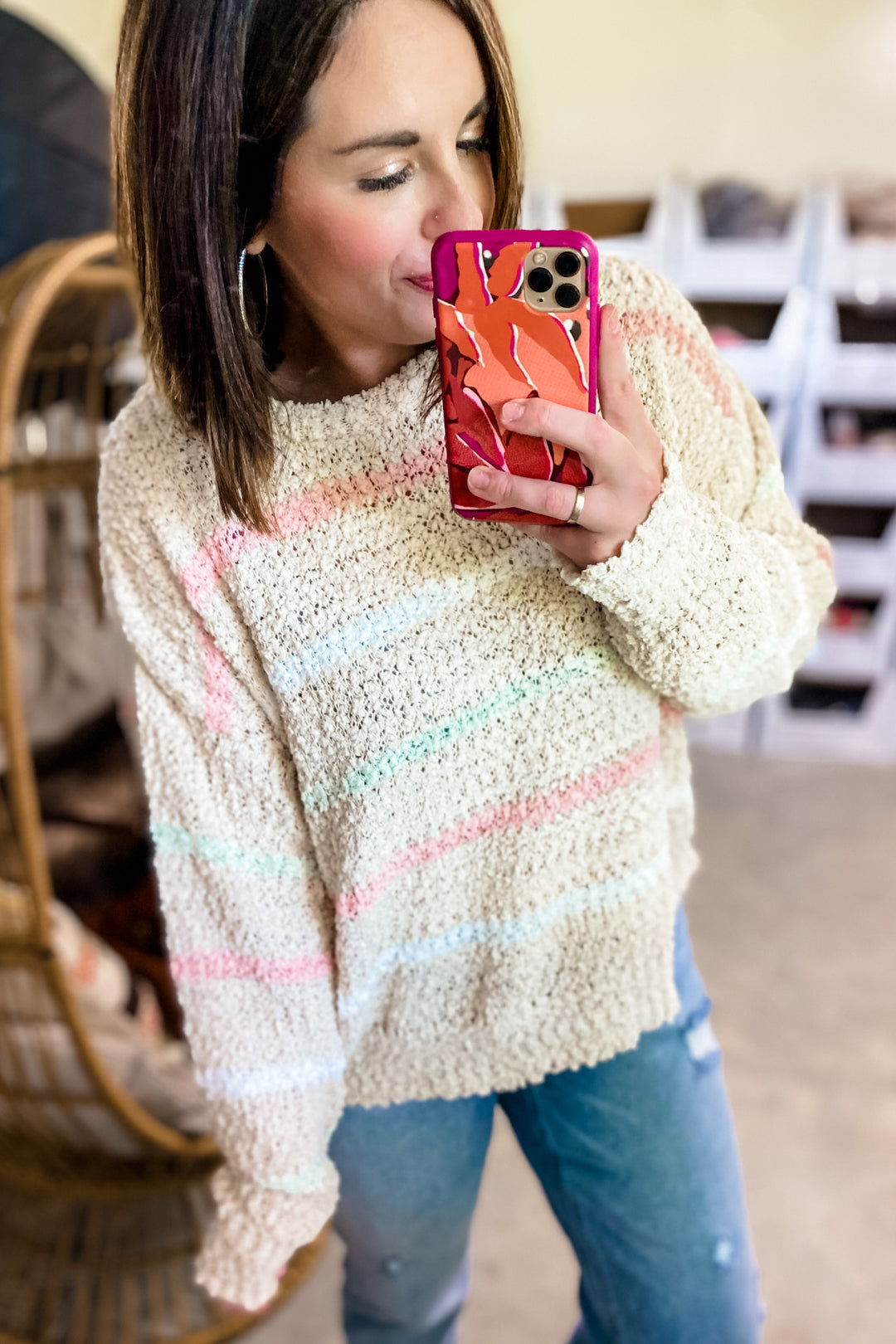 Cotton Candy Stripes Plush Sweater