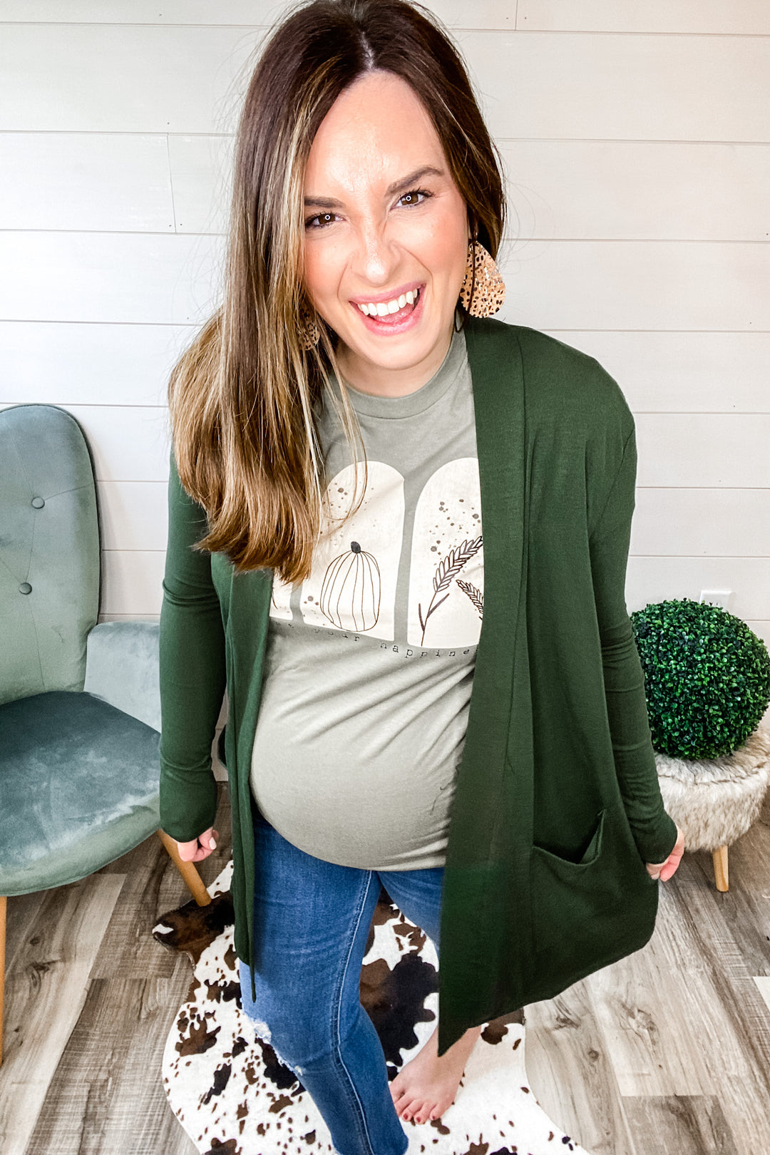 The Perfect Slouchy Cardigan in Army Green