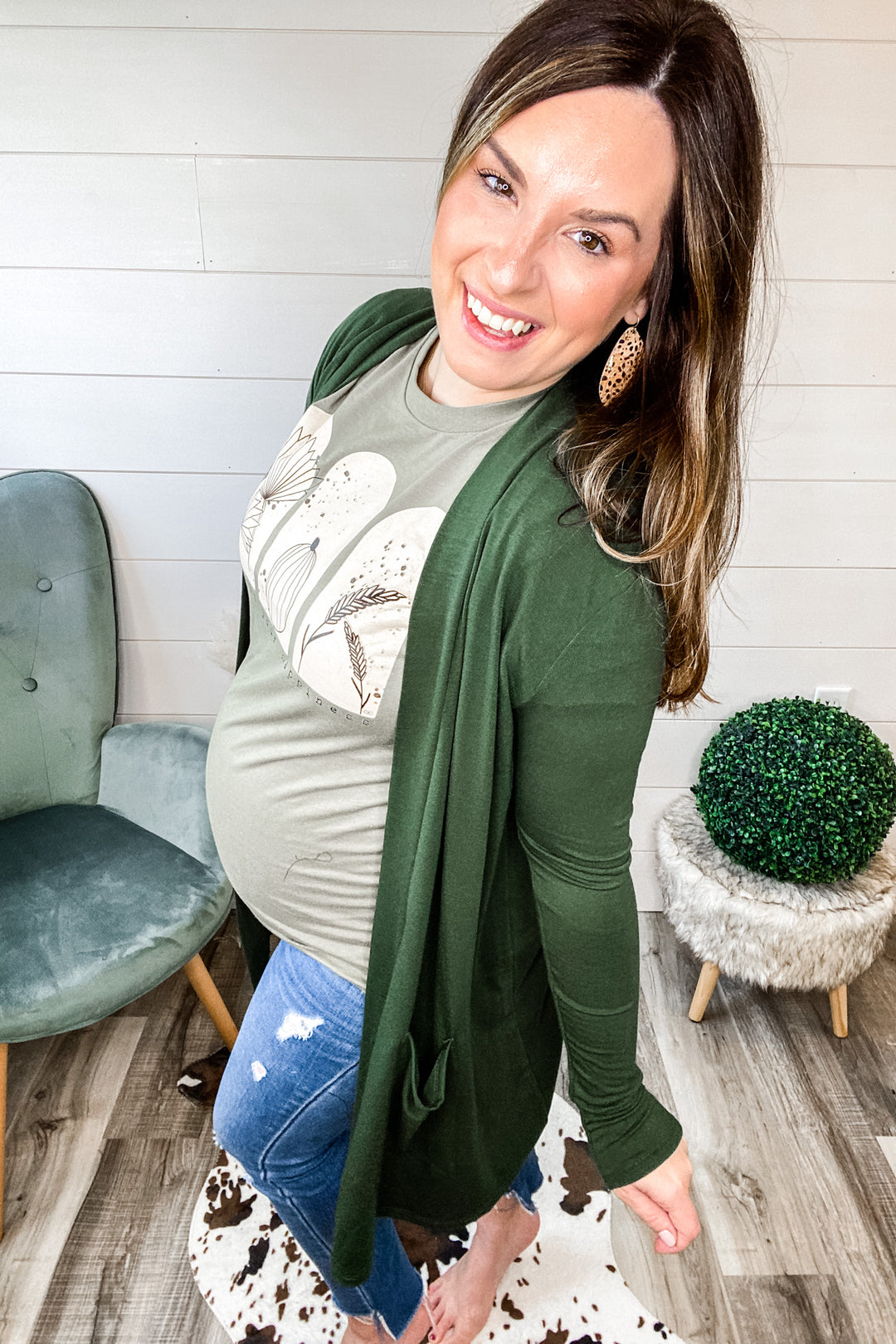 The Perfect Slouchy Cardigan in Army Green