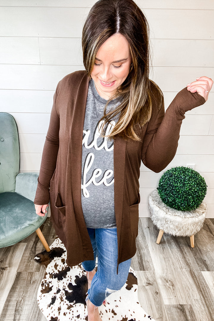 The Perfect Slouchy Cardigan in Brown