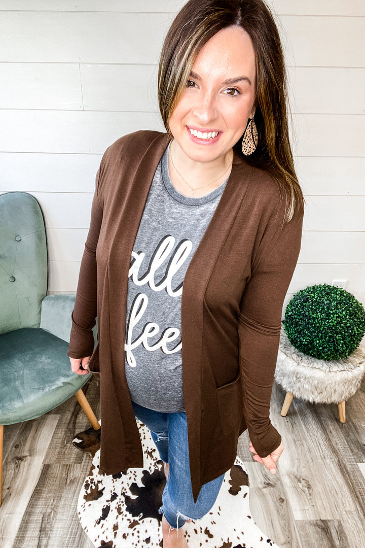 The Perfect Slouchy Cardigan in Brown