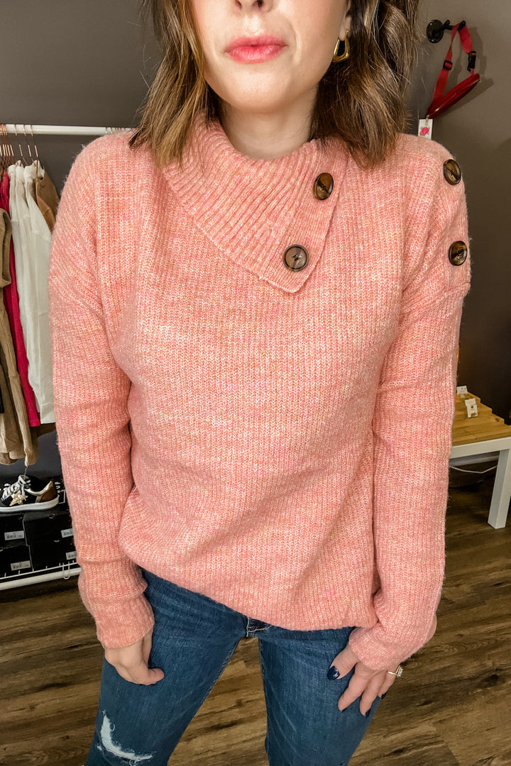 Button and Grace Sweater in Blush