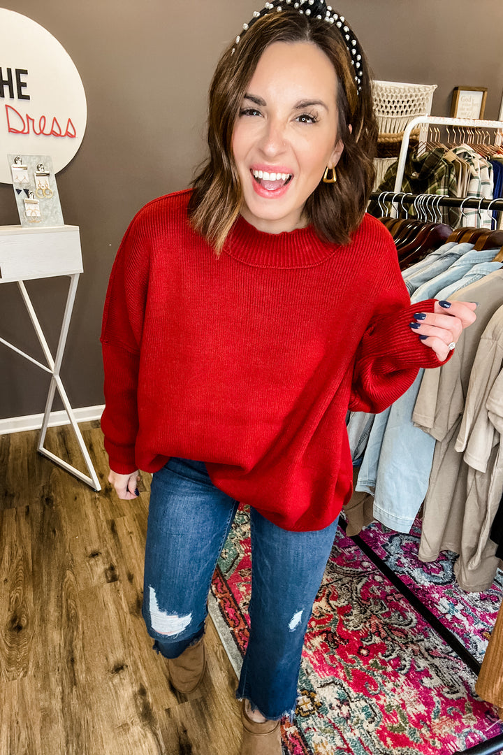 The Cadence Sweater in Copper Red