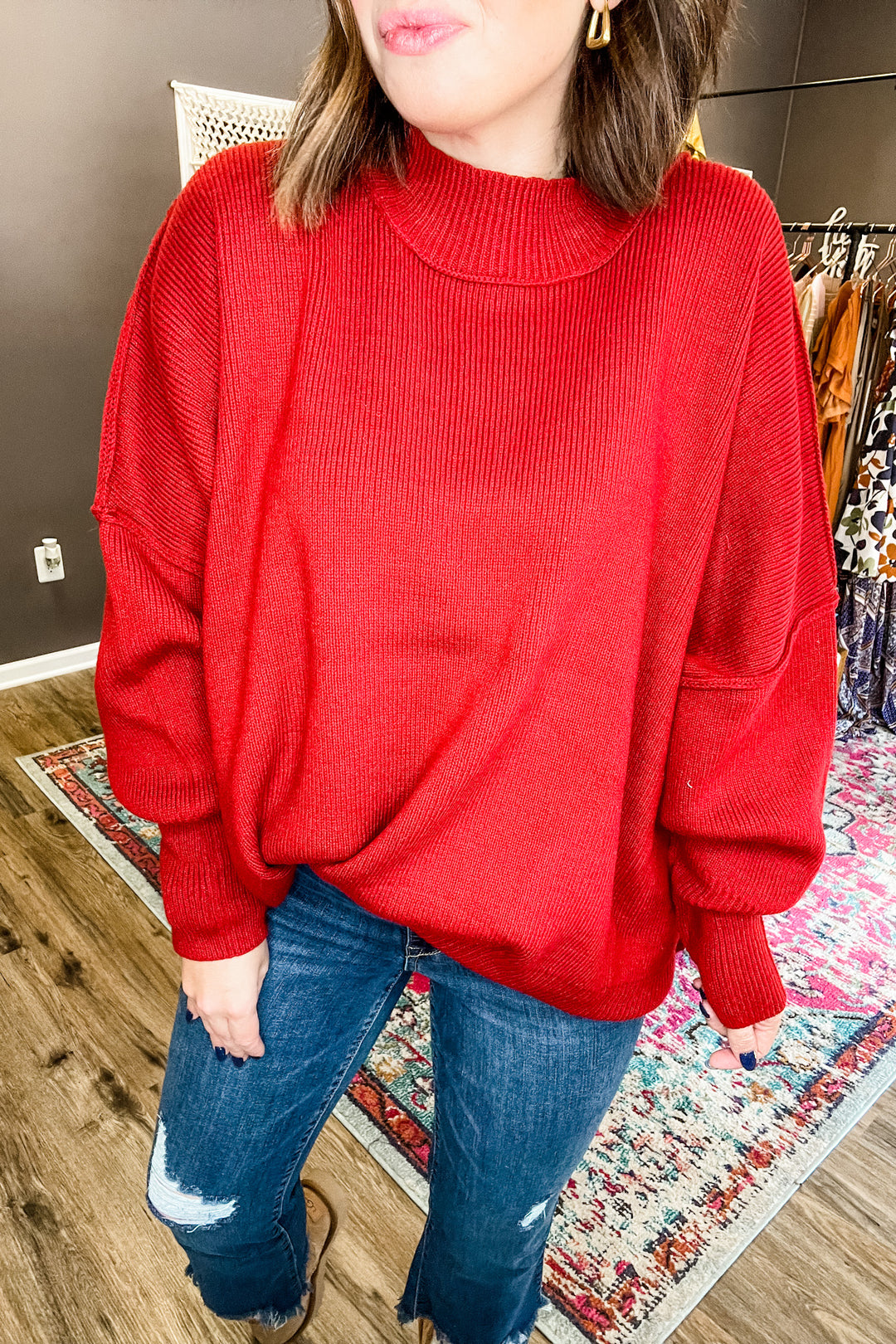 The Cadence Sweater in Copper Red