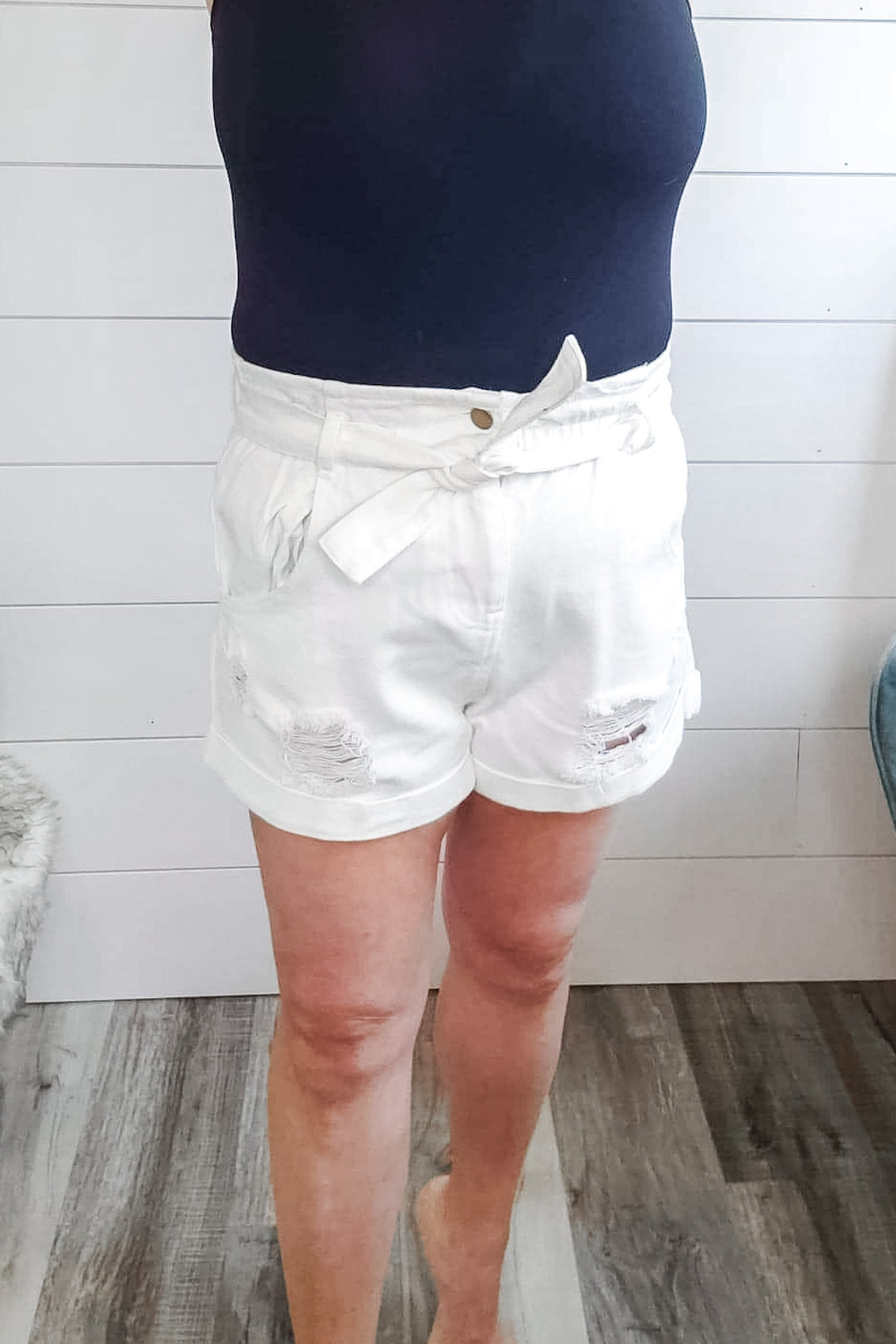 Ivory Denim Paperbag Shorts