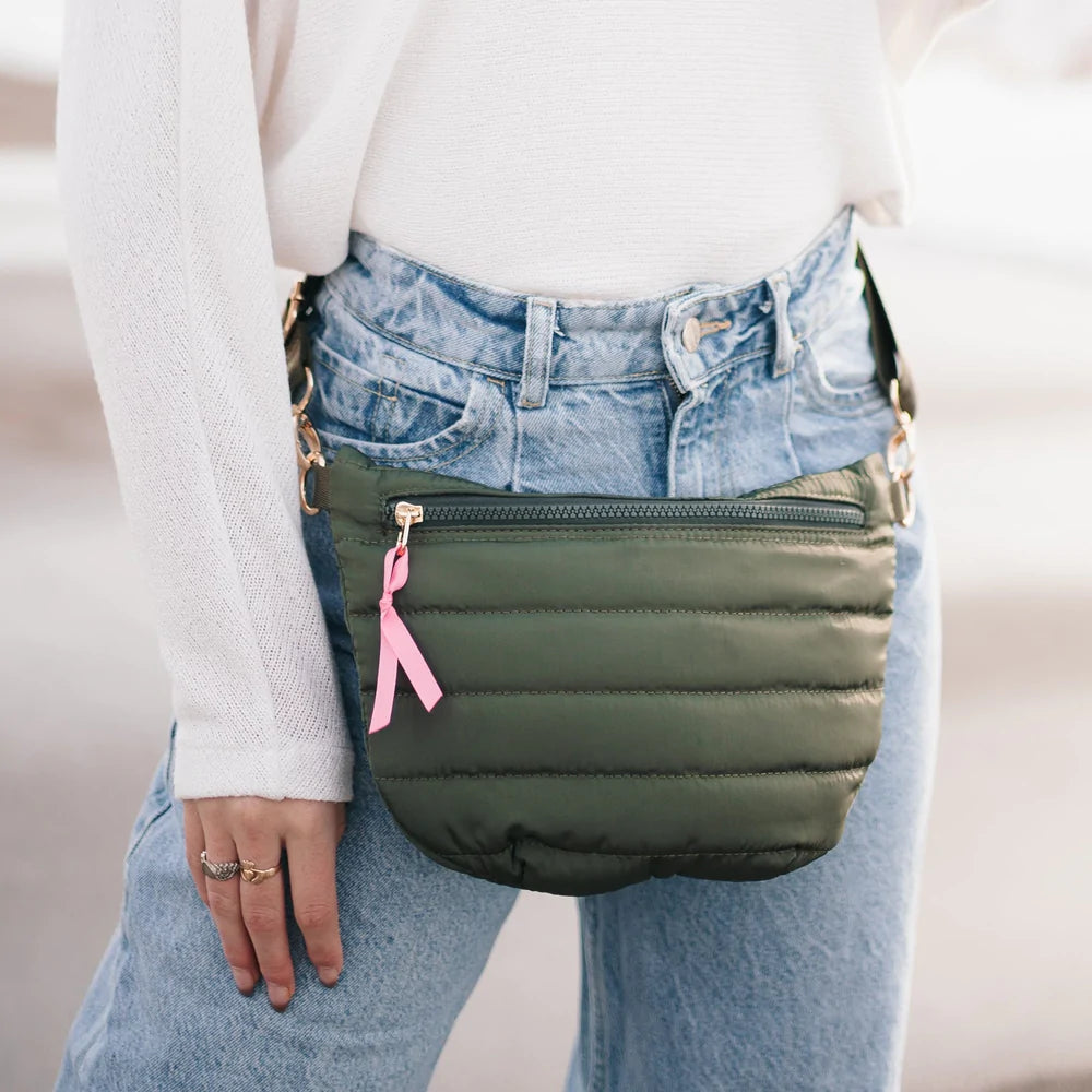 The Jolie Puffer Belt Bag in Olive