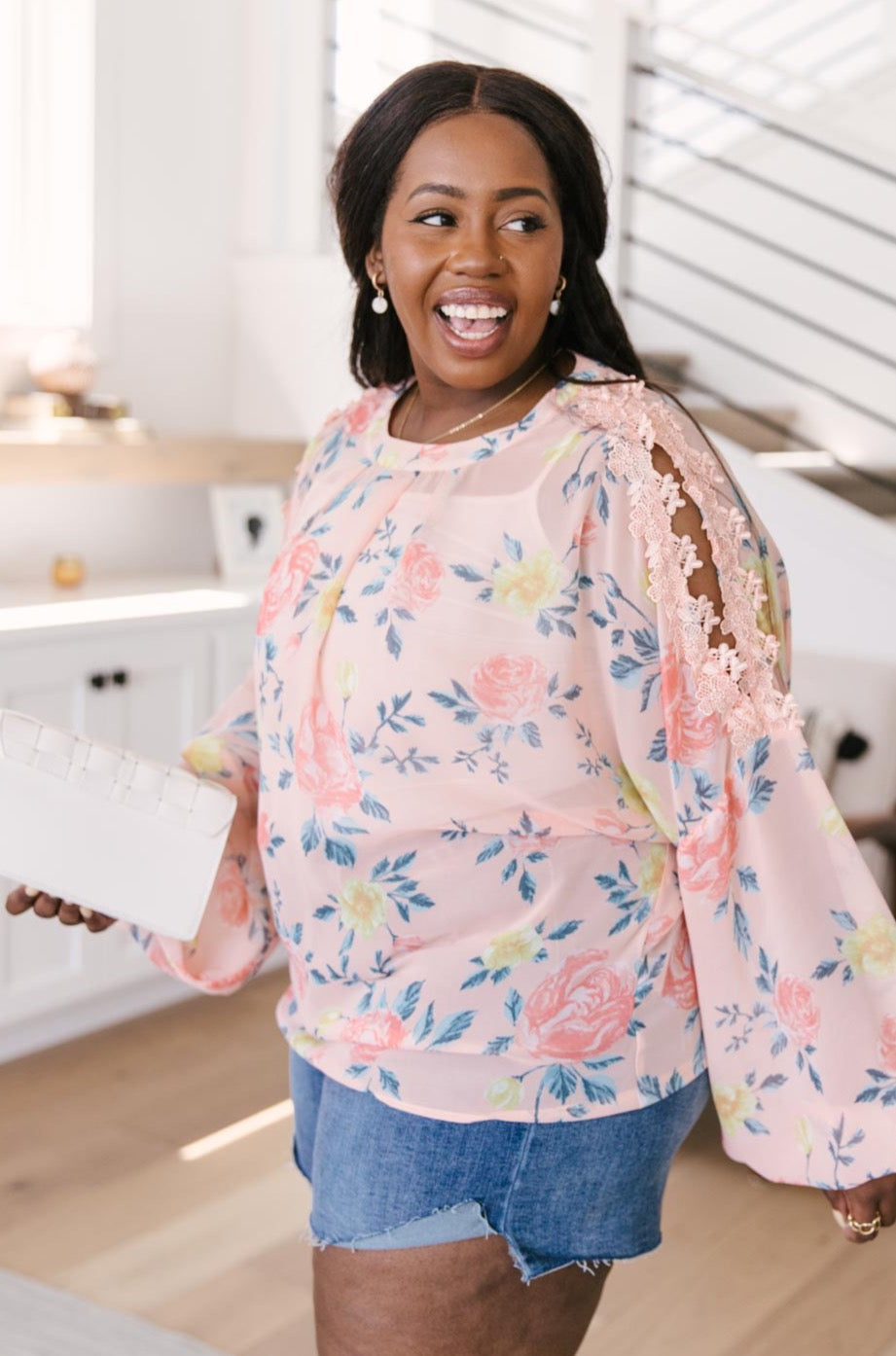 Maisy Floral Blouse in Peach