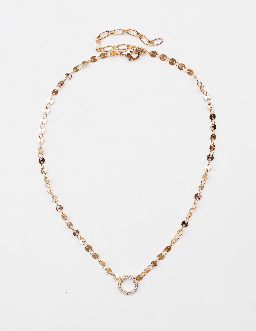 Gold Dainty Chain with Open Circle 16"-18" Necklace