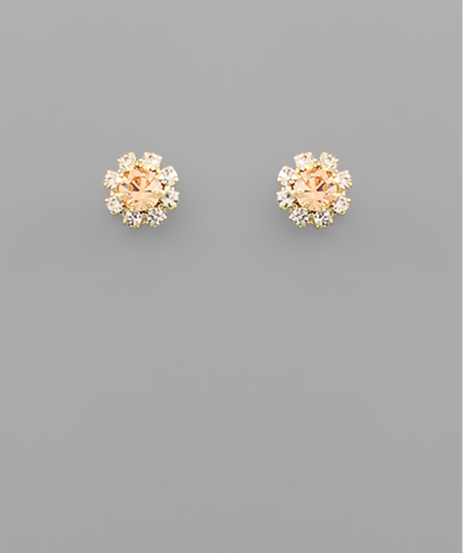 PEACH AND GOLD STUD EARRINGS