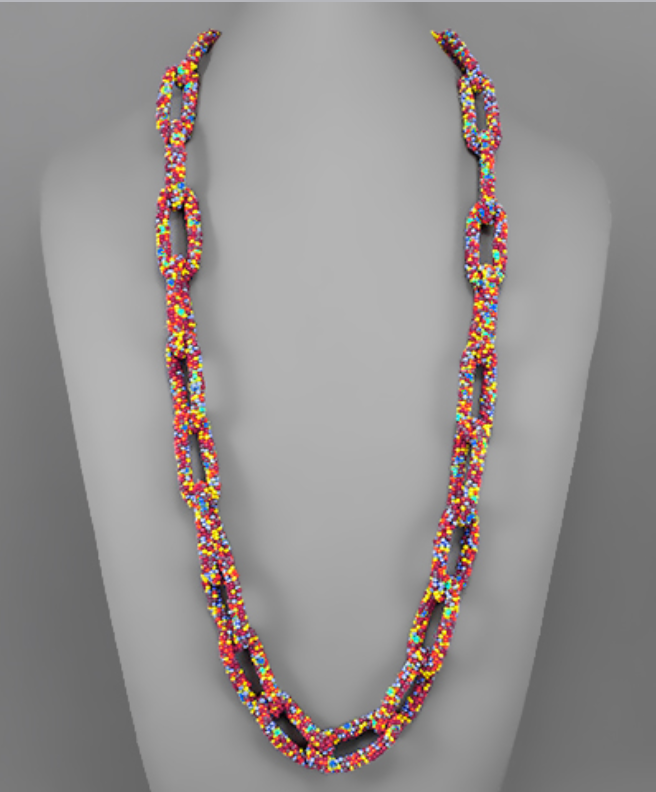 Long Bead Chain Multicolor Necklace