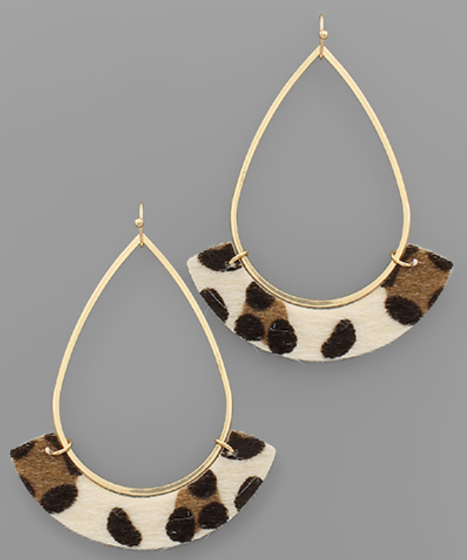 Leopard Cowhide Teardrops Earrings