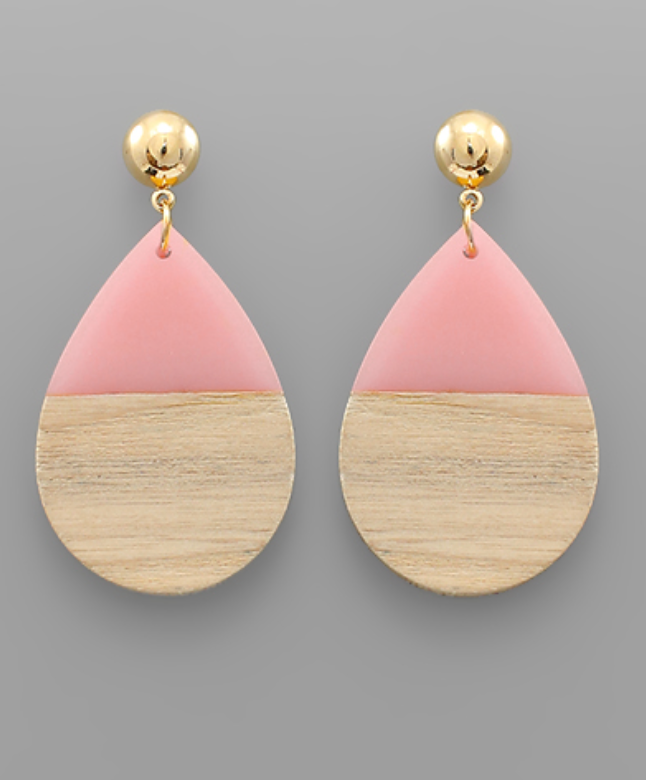 Pink Half Resin Earrings