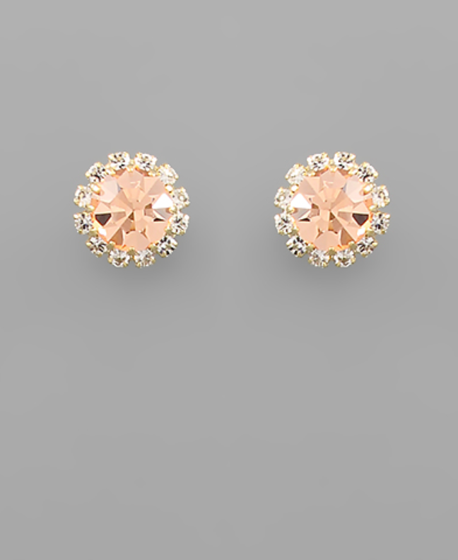 11mm CZ Crystal Earrings in Peach