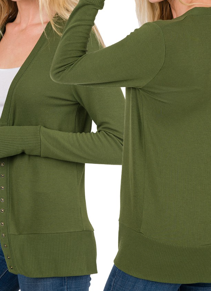Oh Snap Cardigan in Olive