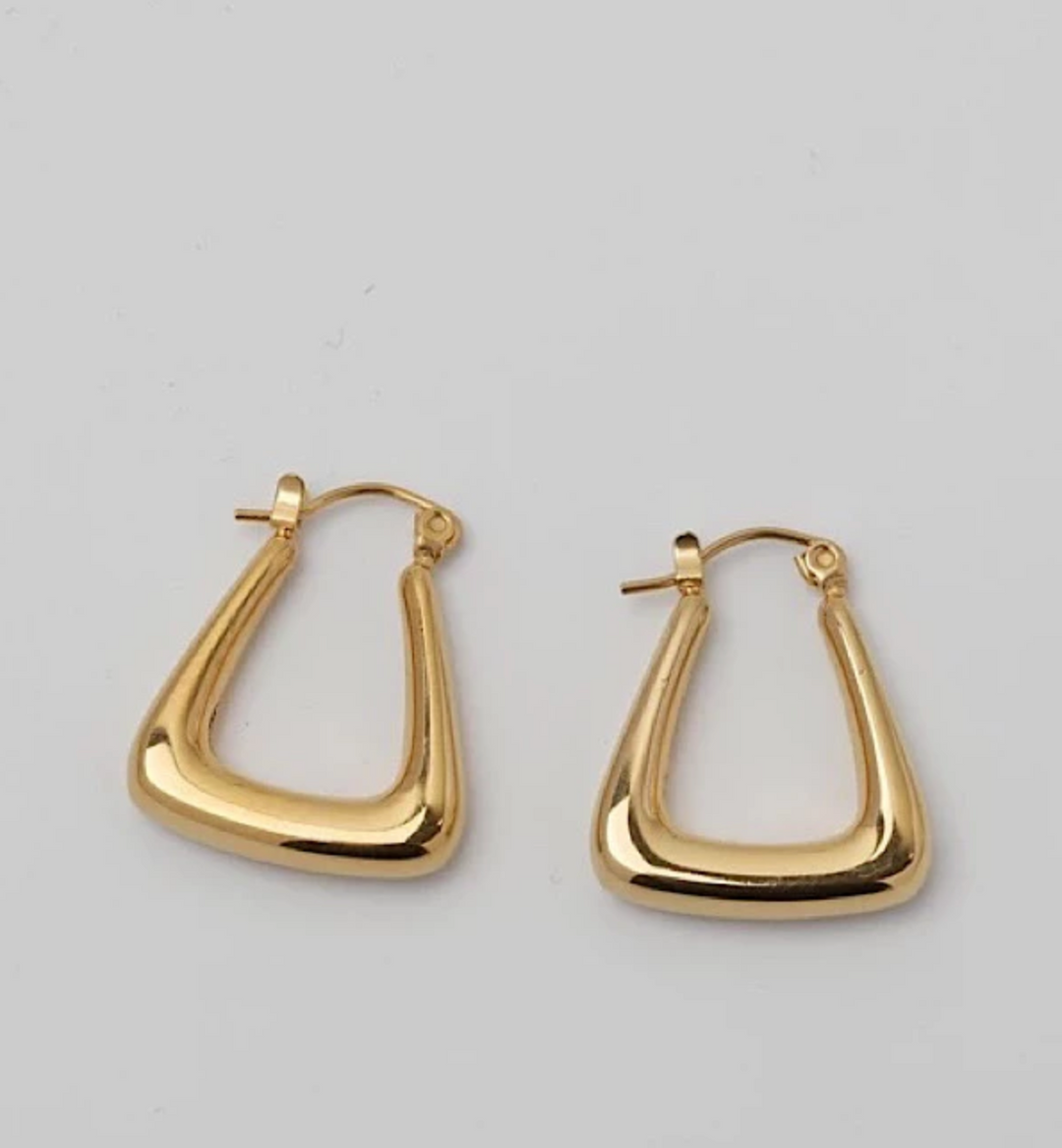 Natural Elements Triangle Hoops in Gold