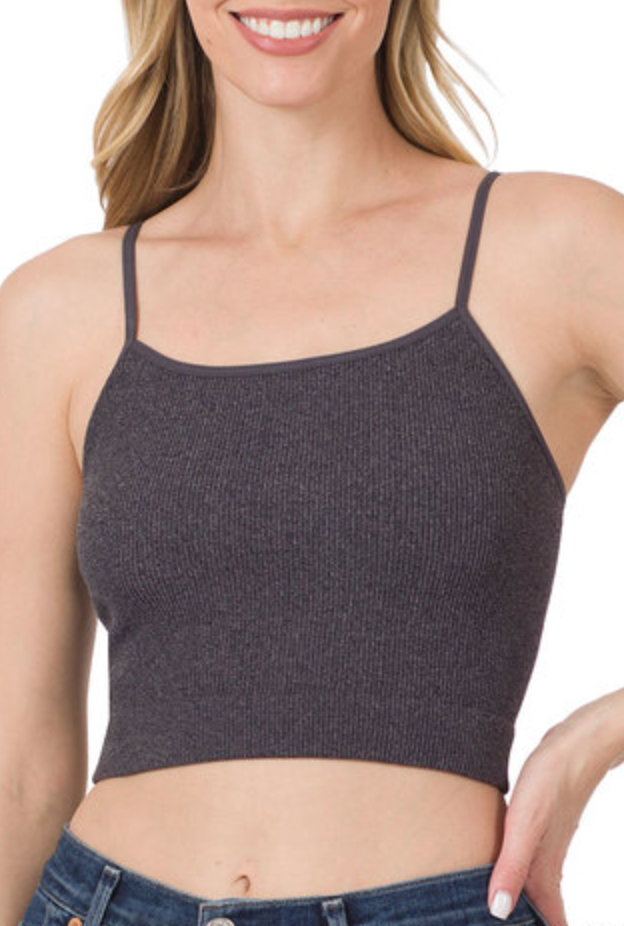 DOORBUSTER: Ribbed Seamless Tank in Charcoal