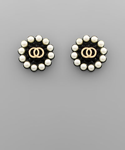 Circle Link Pearl Earrings