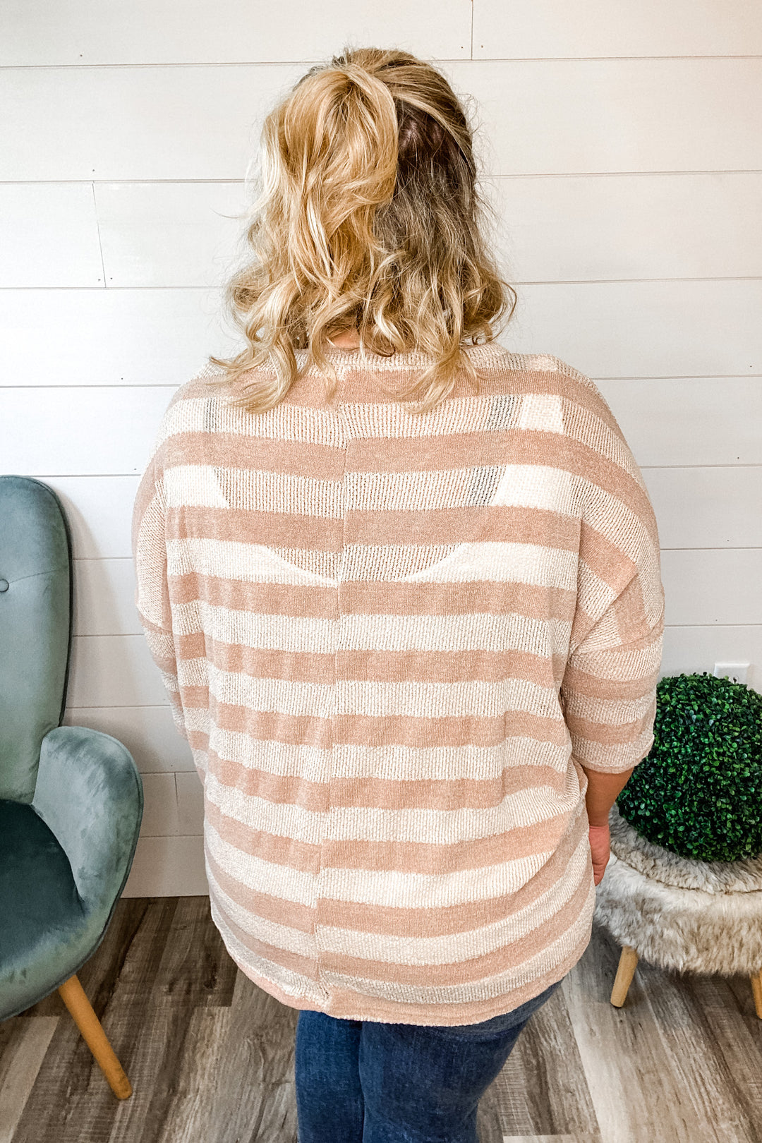 Striped Taupe Oversized Top