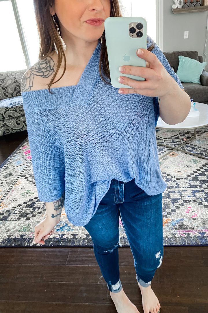 Spring into It Sweater in Spring Blue