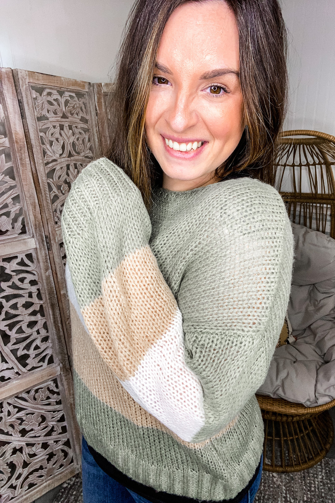 Light Olive Multi Sweater