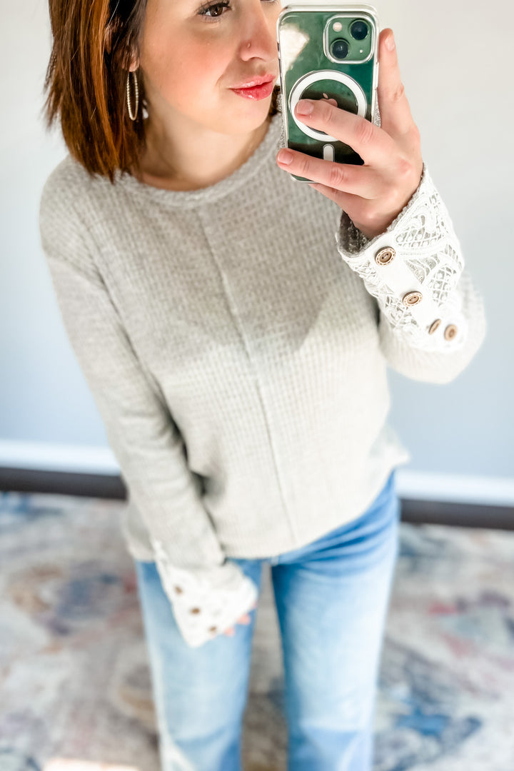 Lace Sleeve Thermal Top