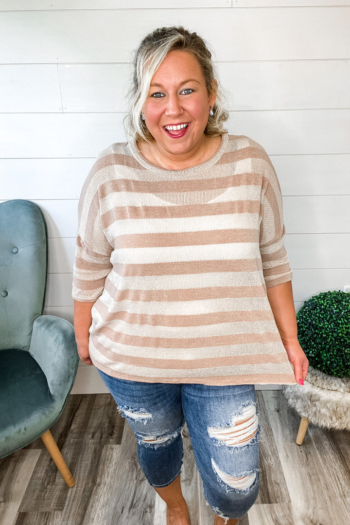 Striped Taupe Oversized Top