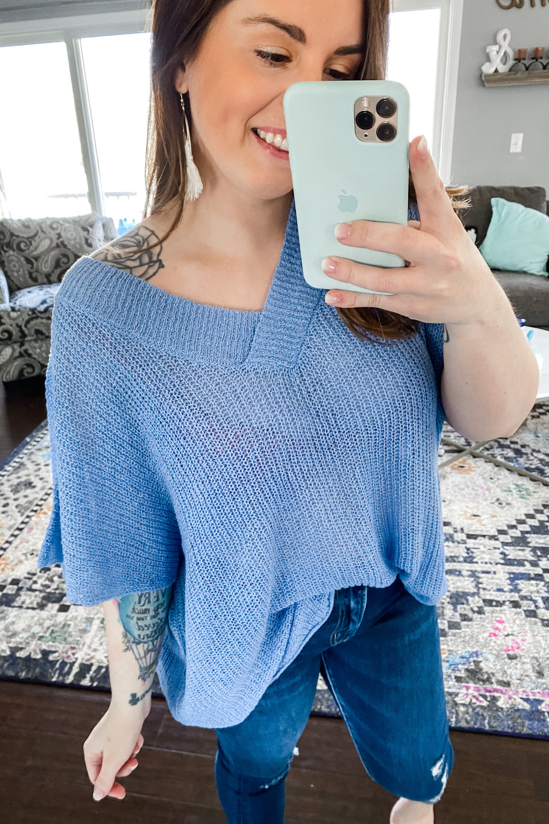Spring into It Sweater in Spring Blue