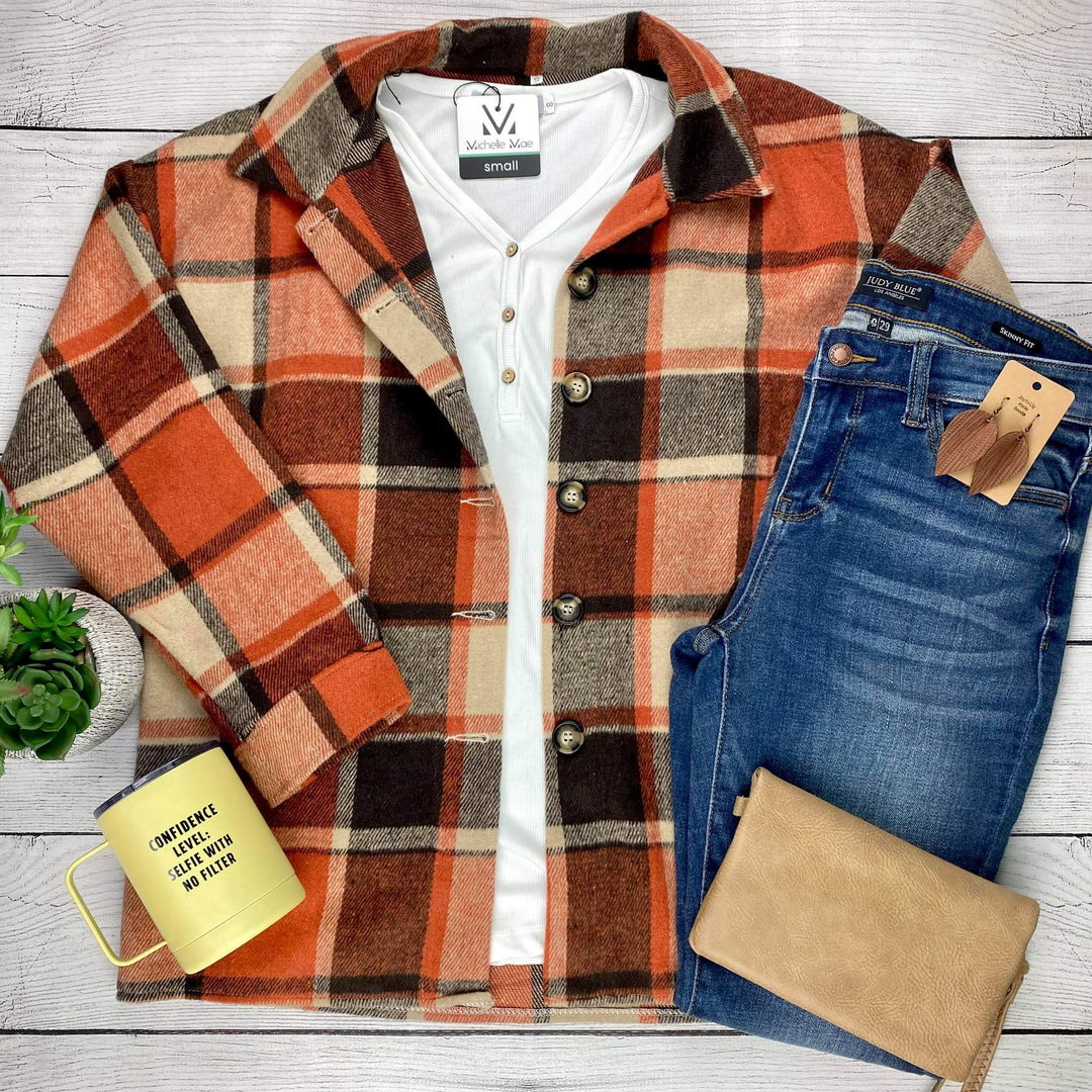PREORDER | Lucy Plaid Shacket - HARVEST DREAMS